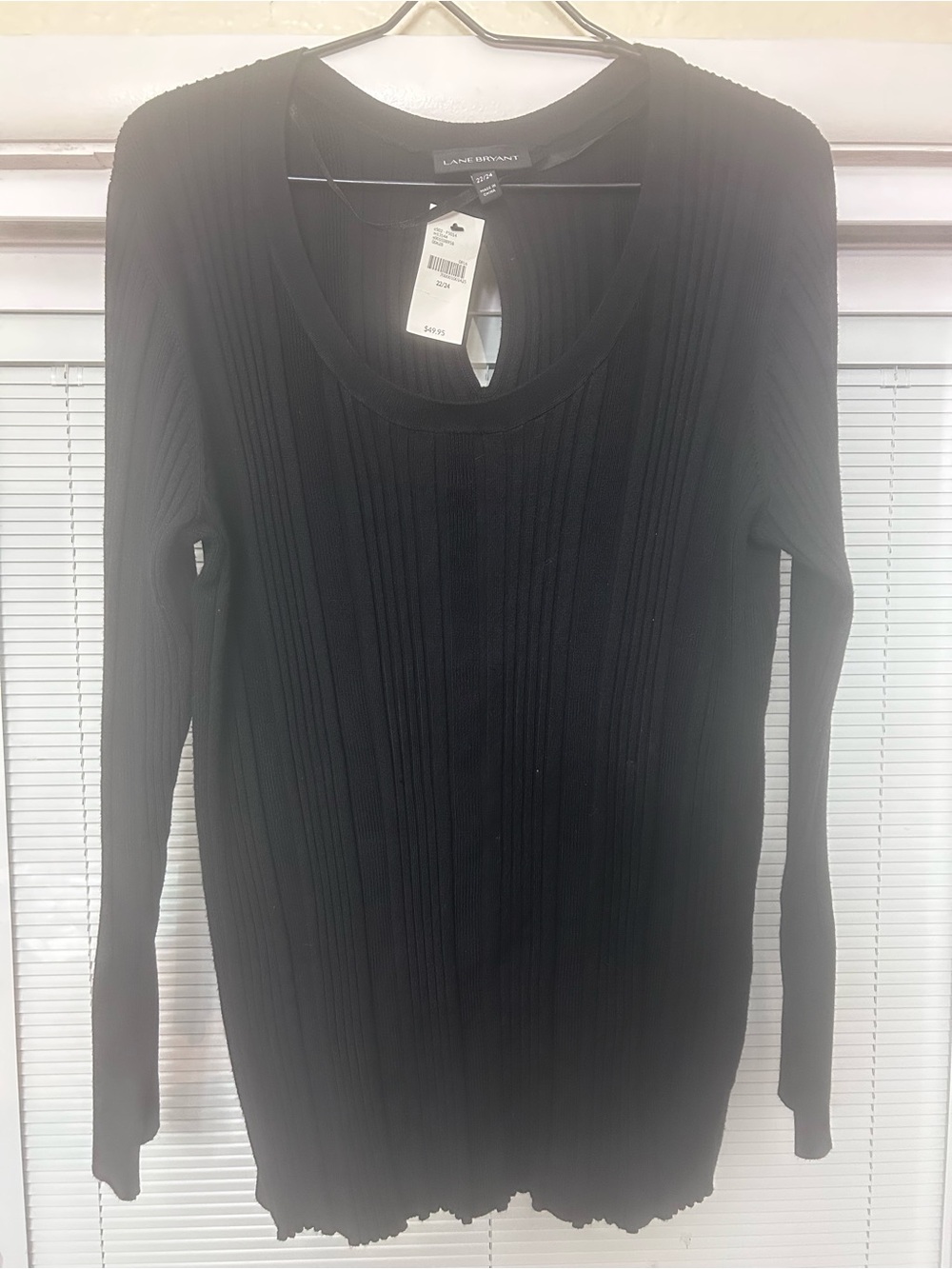 Lane Bryant Black Ribbed Long Sleeve Scoop Neck Tunic